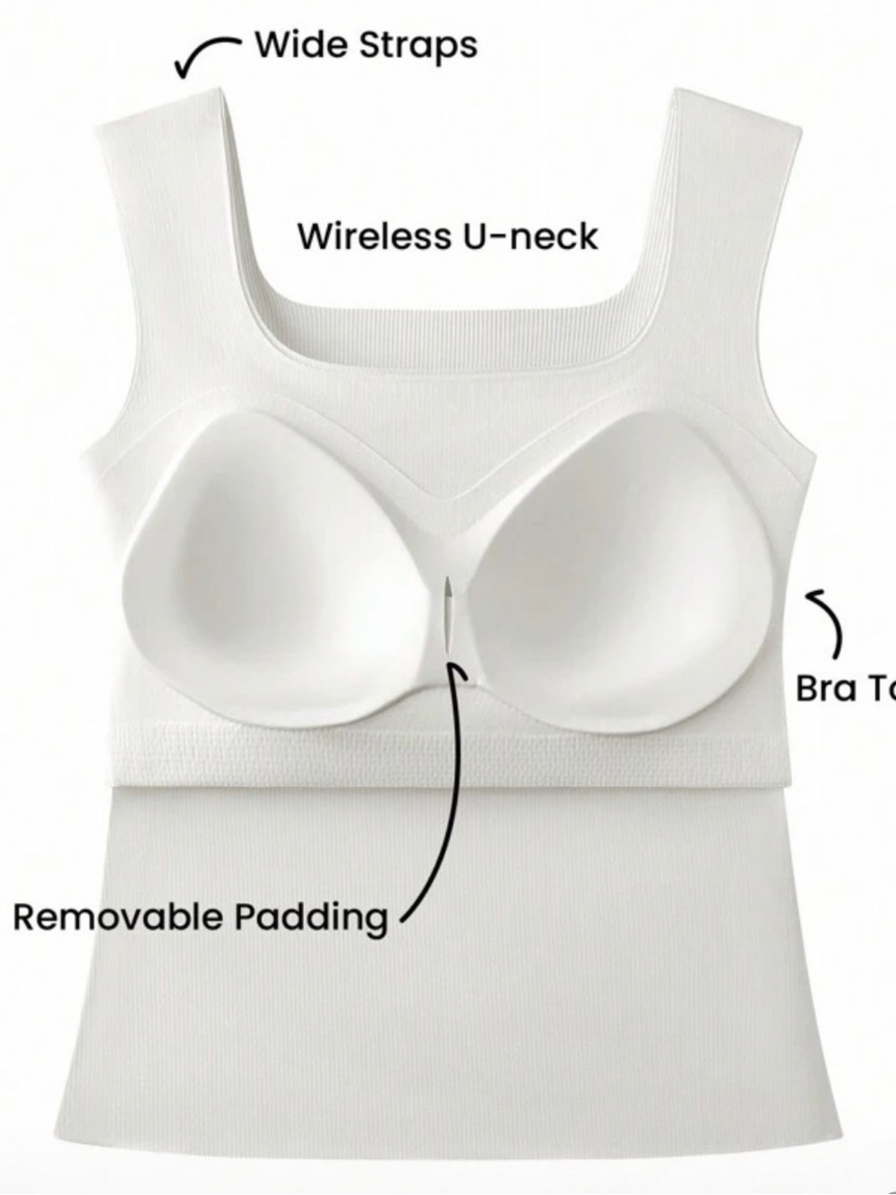 Square-Neck Ribbed Tank Top - Cream - Picture 2 of 2